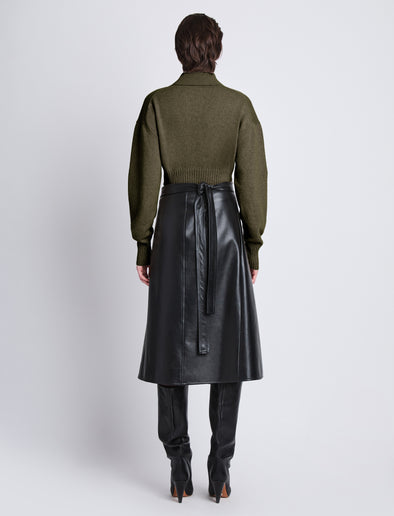 Proenza Schouler Back image of model wearing Jeanne Polo in Fatigue