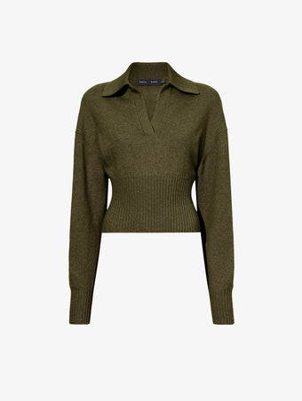 Flat image of Jeanne Sweater in Eco Cashmere in fatigue