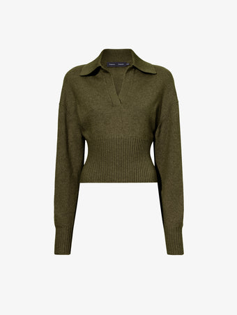 Proenza Schouler Flat image of Jeanne Sweater in Eco Cashmere in fatigue