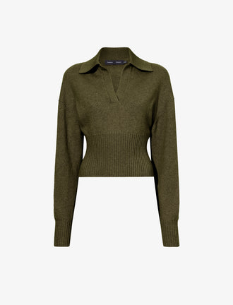 Proenza Schouler Flat image of Jeanne Sweater in Eco Cashmere in fatigue