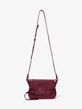 Front image of Small Beacon Bag in GARNET with strap extended