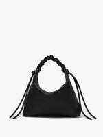 Front image of Medium Drawstring Shoulder Bag in BLACK