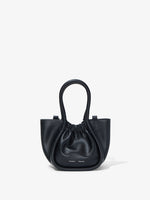 Front image of Extra Small Ruched Tote in BLACK