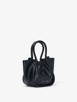 Side image of Extra Small Ruched Tote in BLACK