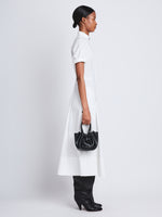 Image of model wearing Extra Small Ruched Tote in BLACK