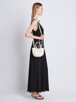 Image of model wearing Extra Small Ruched Tote in IVORY