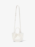 Front image of Extra Small Ruched Tote in IVORY with strap extended