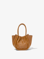 Front image of Extra Small Ruched Tote in COGNAC