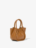 Side image of Extra Small Ruched Tote in COGNAC