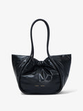 Front image of Large Puffy Nappa Ruched Tote in BLACK