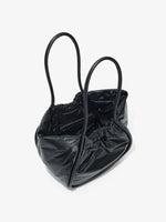 Aerial image of Large Puffy Nappa Ruched Tote in BLACK