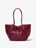 Front image of Large Puffy Nappa Ruched Tote in GARNET