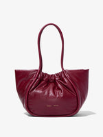 Front image of Large Puffy Nappa Ruched Tote in GARNET