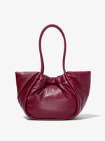 Back image of Large Puffy Nappa Ruched Tote in GARNET