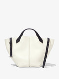 Front image of Large Chelsea Tote in ivory/black with strap undone
