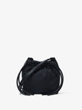 Front image of Nylon Drawstring Pouch in BLACK with strap down