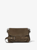 Front image of Suede Beacon Saddle Bag in TEAK