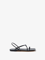 Front image of Square Flat Strappy Sandals in BLACK