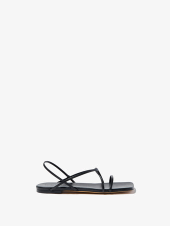 Front image of Square Flat Strappy Sandals in BLACK