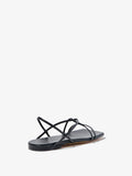 Back 3/4 image of Square Flat Strappy Sandals in BLACK