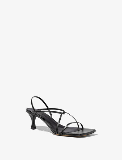 Front 3/4 image of Square Strappy Sandals - 60mm in BLACK