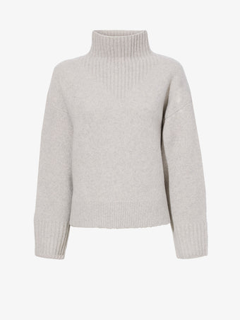 Still Life image of Lofty Eco Cashmere Turtleneck Sweater in LIGHT GREY MELANGE