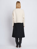 Back image of model wearing Alma Sweater In Lofty Eco Cashmere in ecru