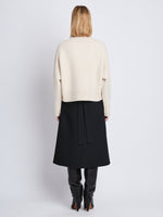 Back image of model wearing Alma Sweater In Lofty Eco Cashmere in ecru