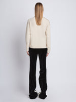 Back image of model wearing Camilla Sweater In Lofty Eco Cashmere in ecru