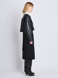 Side image of model in Judd Jacket With Shearling Collar In Leather in black