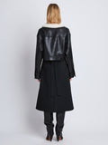 Back image of model in Judd Jacket With Shearling Collar In Leather in black