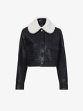 Flat image of Judd Jacket With Shearling Collar In Leather in black