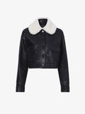 Flat image of Judd Jacket With Shearling Collar In Leather in black