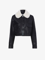 Flat image of Judd Jacket With Shearling Collar In Leather in black