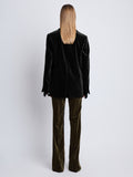 Back image of model in Nico Jacket In Velvet Suiting in black
