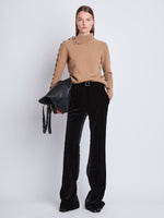 Proenza Schouler Front image of model wearing Marie Pant In Velvet Suiting in black