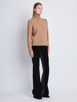 Proenza Schouler Side image of model wearing Marie Pant In Velvet Suiting in black