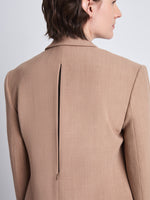 Detail image of model wearing Laurie Jacket in KHAKI MELANGE