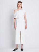 Front full length image of model wearing Rosa Off The Shoulder Dress in WHITE