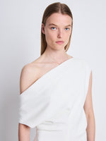 Detail image of model wearing Rosa Off The Shoulder Dress in WHITE