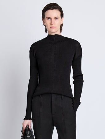 Flat image of Camille Top In Gauze Viscose Knit in black
