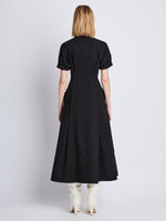 Back full length image of model wearing Tracey Dress in BLACK