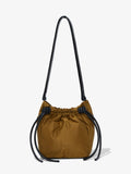 Back image of Nylon Drawstring Pouch in FATIGUE with strap extended