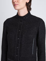 Detail image of model wearing Alice Jacket In Tweed Suiting in BLACK
