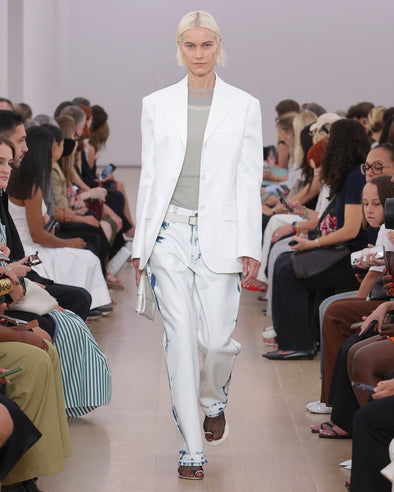 Runway  image of model wearing Dara Top In Technical Nylon Jersey in smoke