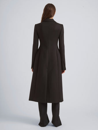 Proenza Schouler Back on model view of ADELINE COAT IN COTTON VISCOSE SUITING in Black