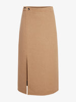 Proenza Schouler Flat image of model wearing Adrian Skirt in Brushed Wool in CAMEL
