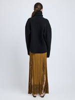 Proenza Schouler Back image of model wearing Alaina Skirt in Viscose Fringe Knit in chestnut