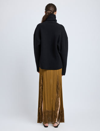 Proenza Schouler Back image of model wearing Alaina Skirt in Viscose Fringe Knit in chestnut