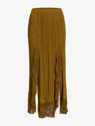 Proenza Schouler Flat image of Alaina Skirt in Viscose Fringe Knit in chestnut